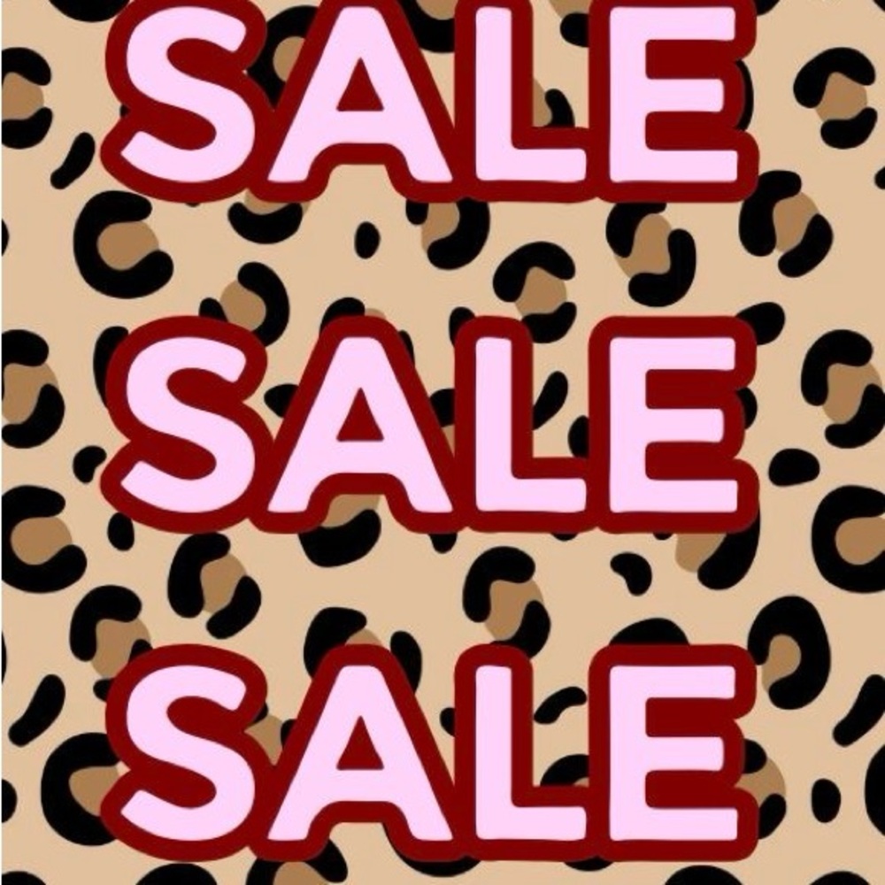 SALE Graphic Leopard Print Sign - Pink & Red Text
